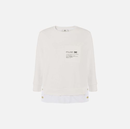 Fleece top with details in poplin fabric