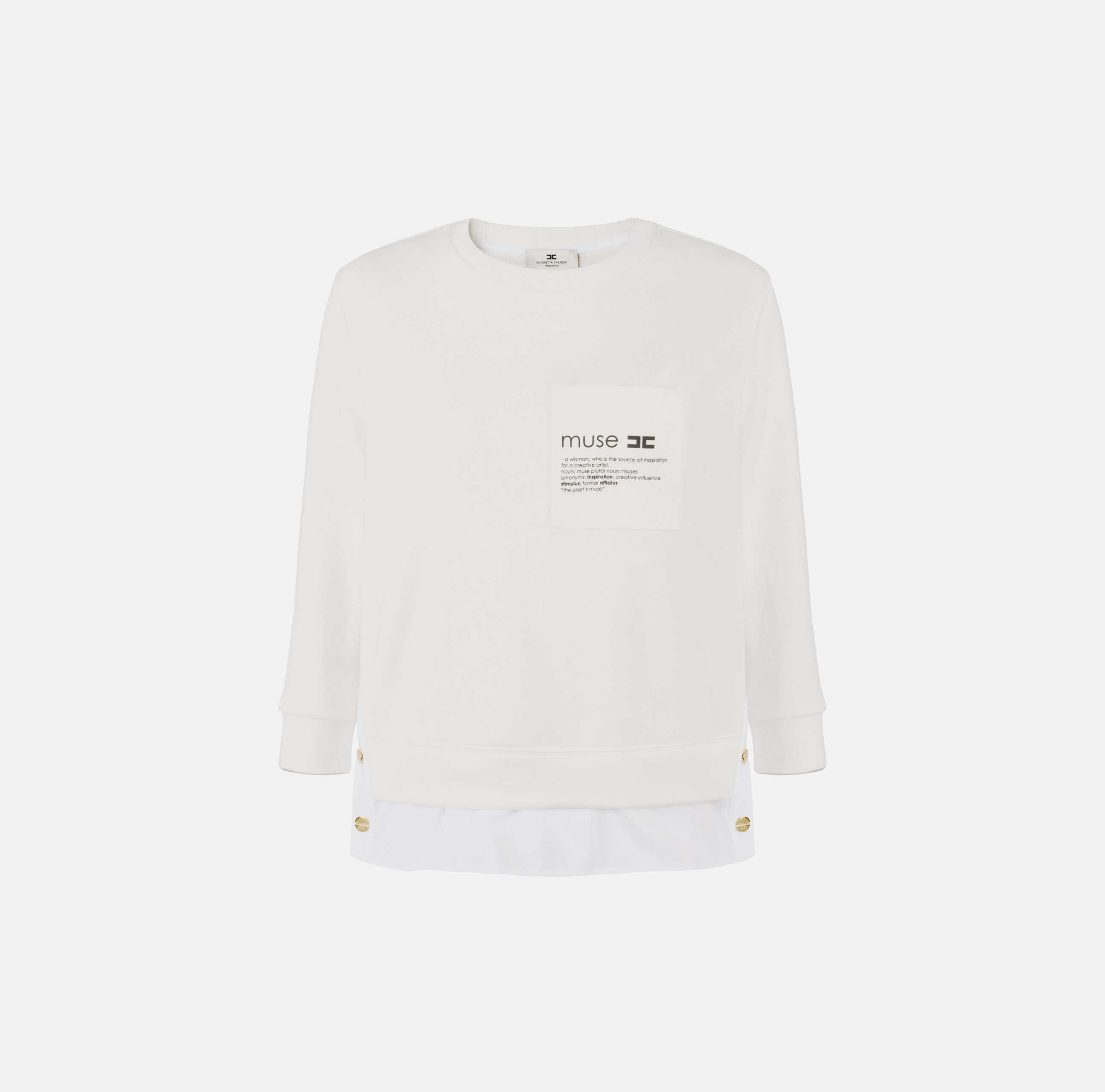 Fleece top with details in poplin fabric