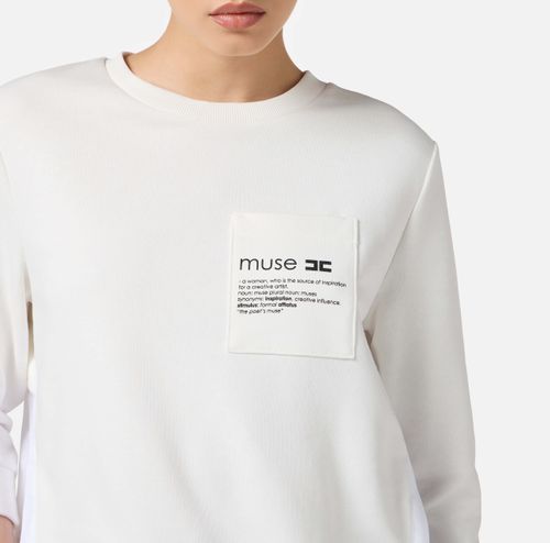 Fleece top with details in poplin fabric
