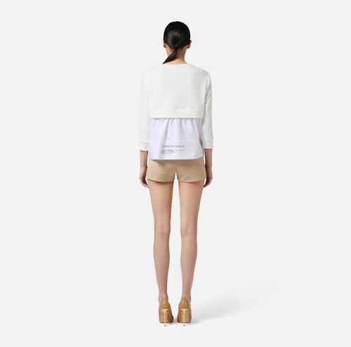 Fleece top with details in poplin fabric