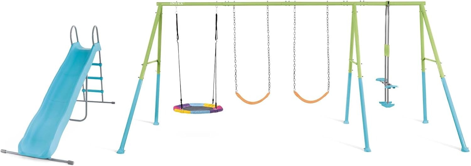 נדנדת חצר 4 חלקים ומגלשה 3 שלבים