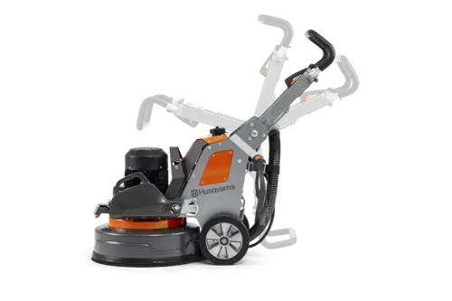 מלטשת בטון פלנטרית HUSQVARNA PG5 דגם 970 60 31-04 עם 3 דיסקיות ליטוש, מערכת קירור ערפל ועיצוב מרכב מפוצל לעבודות ליטוש מקצועיות.