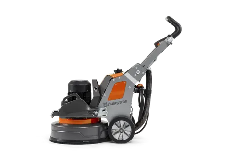 מלטשת בטון פלנטרית HUSQVARNA PG5 דגם 970 60 31-04 עם 3 דיסקיות ליטוש, מערכת קירור ערפל ועיצוב מרכב מפוצל לעבודות ליטוש מקצועיות.