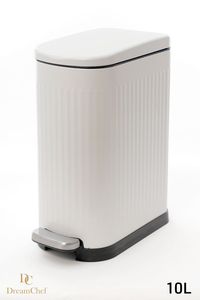 פח מלבן טריקה שקטה DreamChef 10L, צבע לבן מט