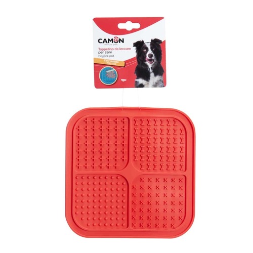 קמון Camon משטח ליקוק סיליקון ריבוע אדום לכלב ולחתול