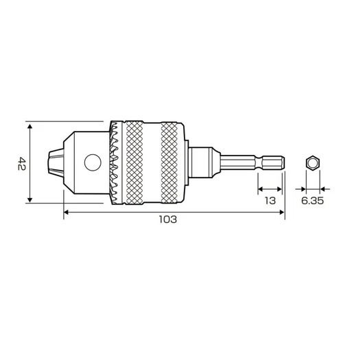 תפסנית מקדחה איכותית עם מפתח 1.5-13 מ״מ דגם ANEX AKL-280 חיבור Hex H6.35 תוצרת יפן 