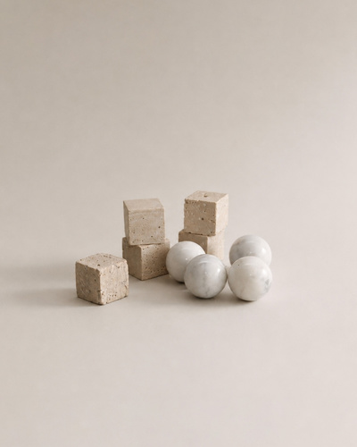 דקו שיש Tris Cube א' 15 ר' 15 סמ - טרוורטין / לבן 