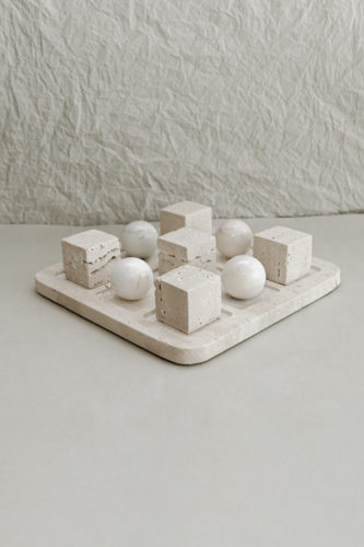 דקו שיש Tris Cube גדול - טרוורטין / לבן 