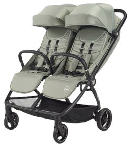 עגלת תאומים או אחים FLICKFOLD עם גגונים גדולים ומצב שכיבה לגיל לידה - ירוק מרווה