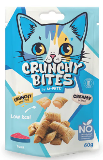אמפט חטיף כריות קראנצ'י במילוי טונה 60 גרם -M-PETS CRUNCHY BITES cat snack Tuna flavour