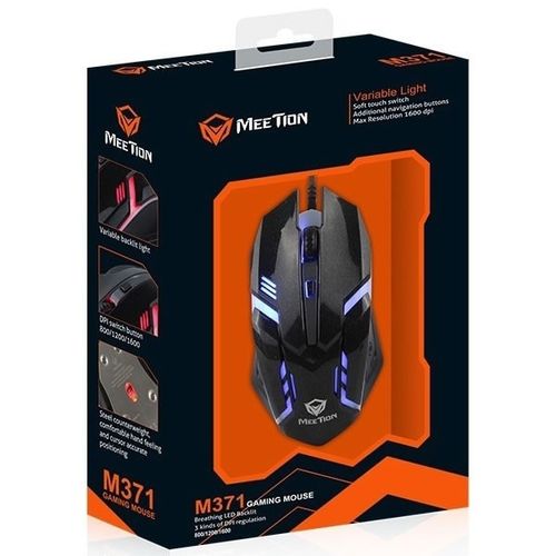 עכבר גיימינג ארגונומי חוטי Meetion Breathing LED Wired Backlit Gaming Mouse M371 