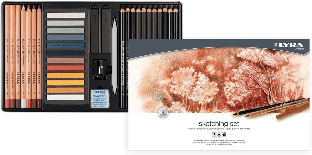 ערכת רישום מקצועית LYRA REMBRANDT SKETCHING SET מכיל 35 חלקים 