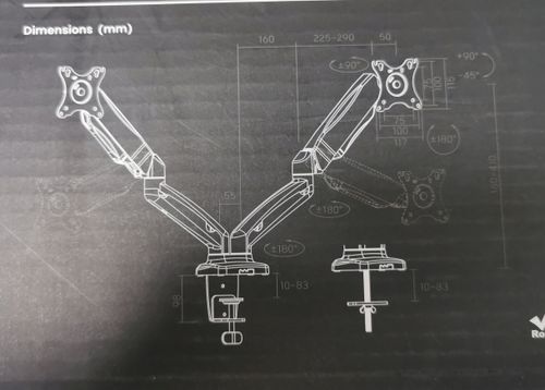 זרוע דו מפרקית לשתי מסכי מחשב מותאם לגודל Lumi Brateck 17”-32 דגם LDT13-C024 מתקן תלייה שולחני 81000-000-25