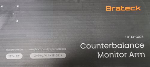 זרוע דו מפרקית לשתי מסכי מחשב מותאם לגודל Lumi Brateck 17”-32 דגם LDT13-C024 מתקן תלייה שולחני 81000-000-25