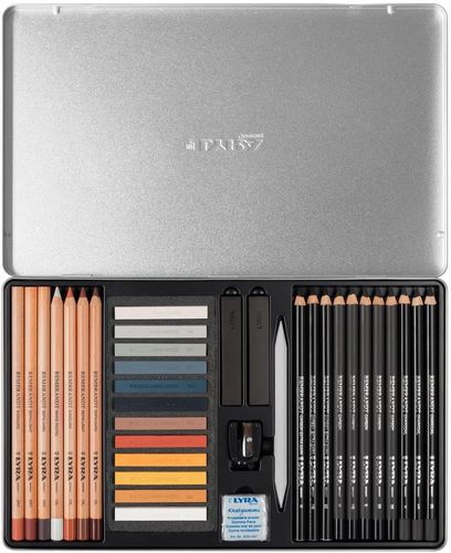 ערכת רישום מקצועית LYRA REMBRANDT SKETCHING SET מכיל 35 חלקים 