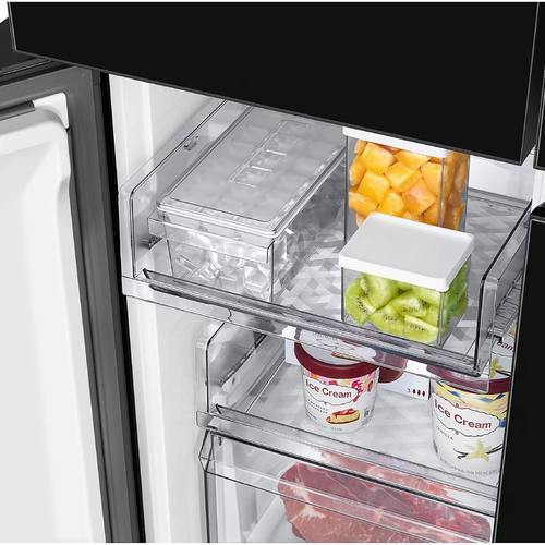מקרר 4 דלתות 648 ליטר Samsung BESPOKE RM70F63REB Kitchen Fit זכוכית שחורה סמסונג