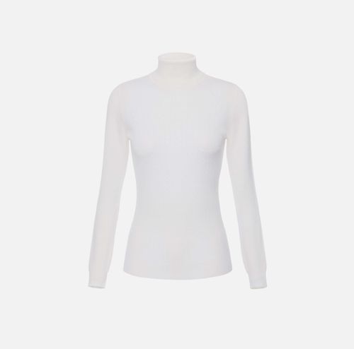 Wool jumper with jacquard micro-logo