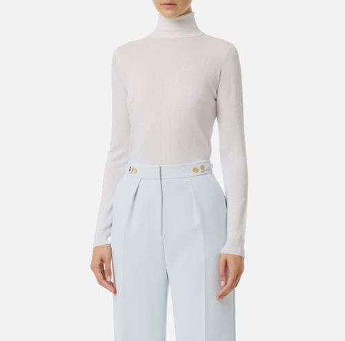 Wool jumper with jacquard micro-logo