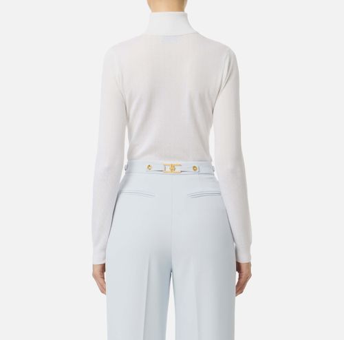 Wool jumper with jacquard micro-logo