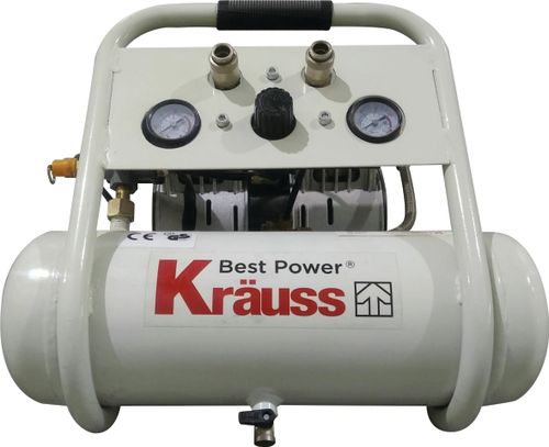 KR-1000S מדחס שקט ללא שמן 750W + סט אקדח אוויר וצינור שרשורי עם חיבורים מהירים 5 מטר