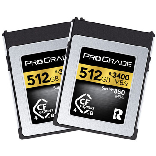 זוג כרטיסי זיכרון ProGrade 512GB CFexpress 4.0 Type B Gold