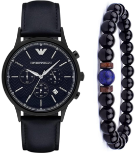 סט צמיד מתנה גברים EMPORIO Armani AR2481 רצועת עור