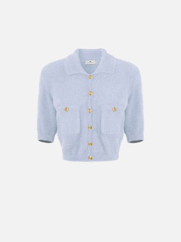 Mini cardigan in knit fabric with jewel buttons