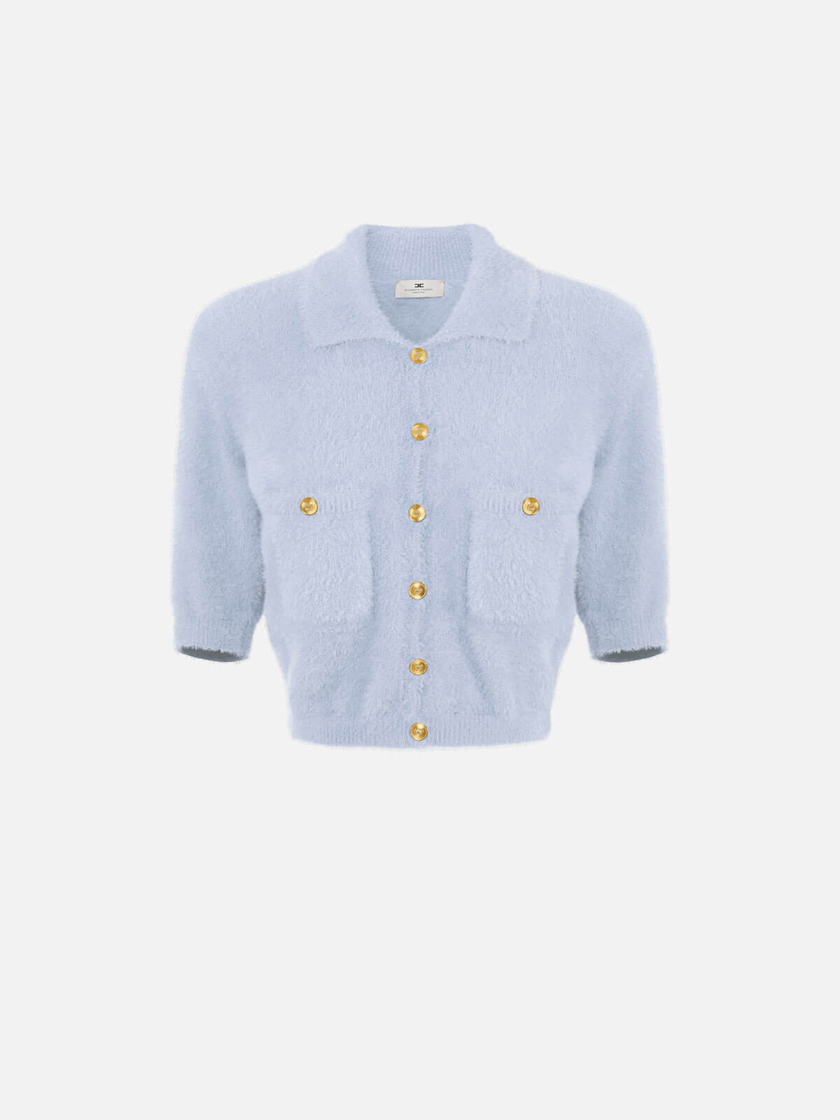 Mini cardigan in knit fabric with jewel buttons