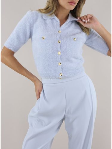 Mini cardigan in knit fabric with jewel buttons