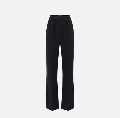 Trousers in lightweight crêpe fabric with tuxedo details