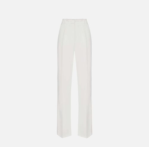 Trousers in lightweight crêpe fabric with tuxedo details