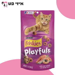 חטיף פריסקיז פלייפולס סלמון ושרימפס (סגול) לחתולים בוגרים 60 גרם Friskies