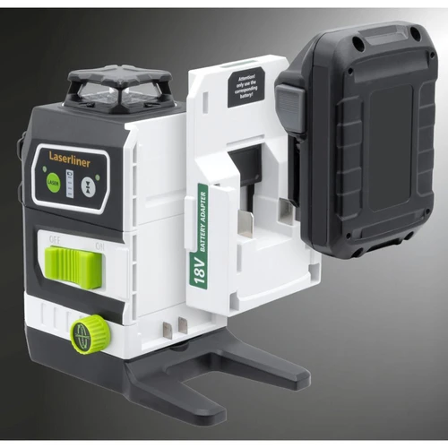 Laserliner PowerPlane Laser 3G Multi-18V - לייזר תלת-ממדי ירוק 360° / 3D מקצועי (כולל בסיס L-BOXX) + חצובה + מתאם לסוללה 18V של כל היצרנים 036.380L
