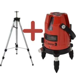 מאזנת לייזר 3 קווים אדומים ונקודת סימון - FUTECH MC3 DL RED + חצובה