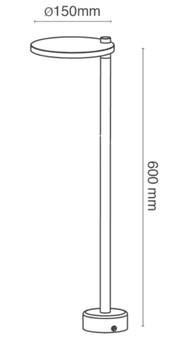 שבילית סלים עגול, 60 גובה, 12-24V IP54 גוון אור 2700K, שחור יורולוקס 
