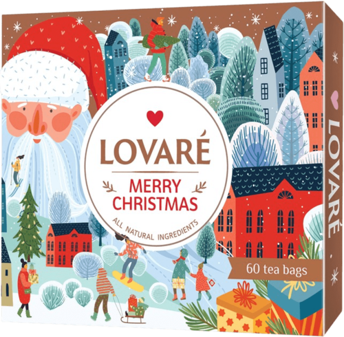 LOVARE - חג מולד שמח - מארז תה במגוון טעמים אריזת שי 155 גרם (כשר)