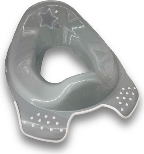 מקטין אסלה אנטומי עם מגן מונע התזה וגומי מונע החלקה - אפור כוכבים