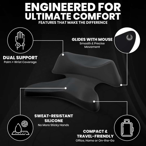 פד / משענת כף יד ארגונומית לעכבר - משטח עכבר שולחני, עיצוב מעוגל חלק ועמיד בפני שריטות, לשימוש גיימינג, משרדי או ביתי