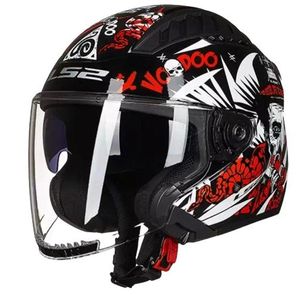 קסדת 3/4 אל אס 2 קופטר II שחור/ אדום/ לבן – LS2 OF600 COPTER II VOODO MATT BLACK WHITE RED