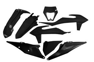 סט פלסטיקה קומפלט UFO סיקס דייז שחור עבור קטמ BUDY KIT KTM EXC/EXCF 6DAYS 2020-2021