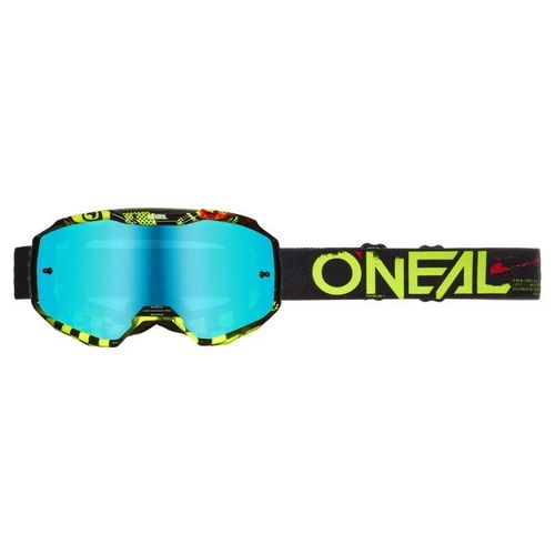 משקפי אבק אוניל שחור/ צהוב – עדשת מראה כחול – ONEAL B-10 GOGGLE ATTACK V.24