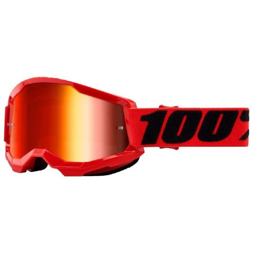 משקפי אבק 100% אדום עדשת מראה – STRATA 2 FLUO GOGGLE RED