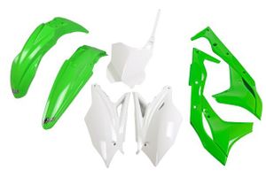 סט פלסטיקה קומפלט UFO ירוק/ לבן עבור קווסאקי BODY KIT KAWASAKI KXF 250 18-20 צביעה מקורית