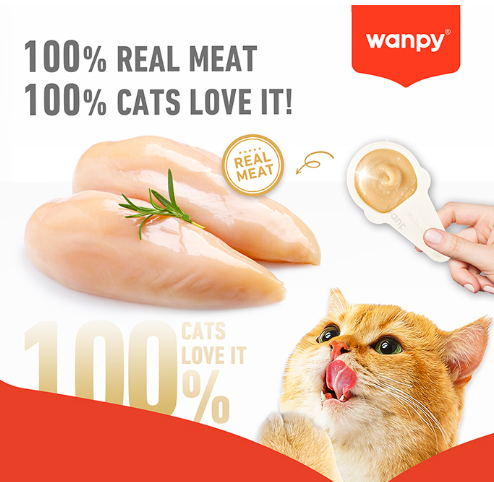 וונפי ליקוקים חטיף לחתול 10 כפיות בטעם עוף 160 גרם - Wanpy Lickable Cream Spoon Chicken