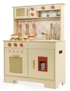 מטבח משחק לילדים עם בר מים אלקטרוני, מיקרו, כיריים ואביזרי משחק - ראטן