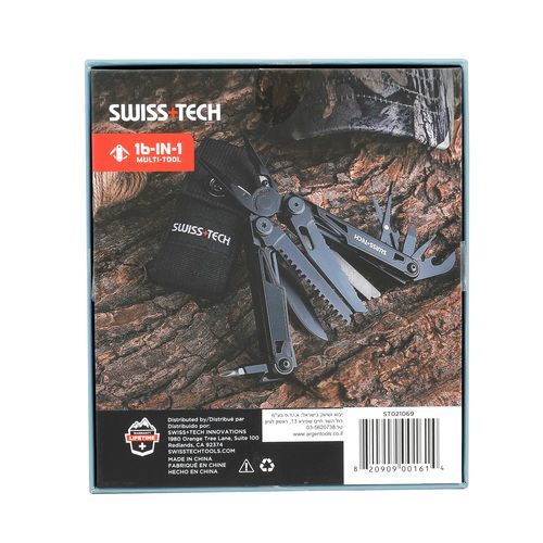 מולטיטול רב תכליתי מושחר 16 ב-1 - Swiss+Tech T-REX