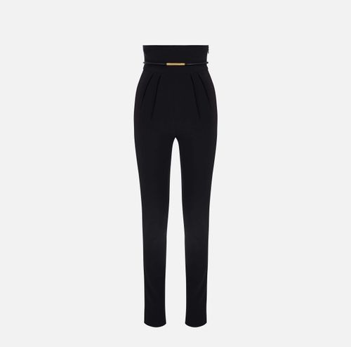 Trousers in lightweight crêpe fabric with belt