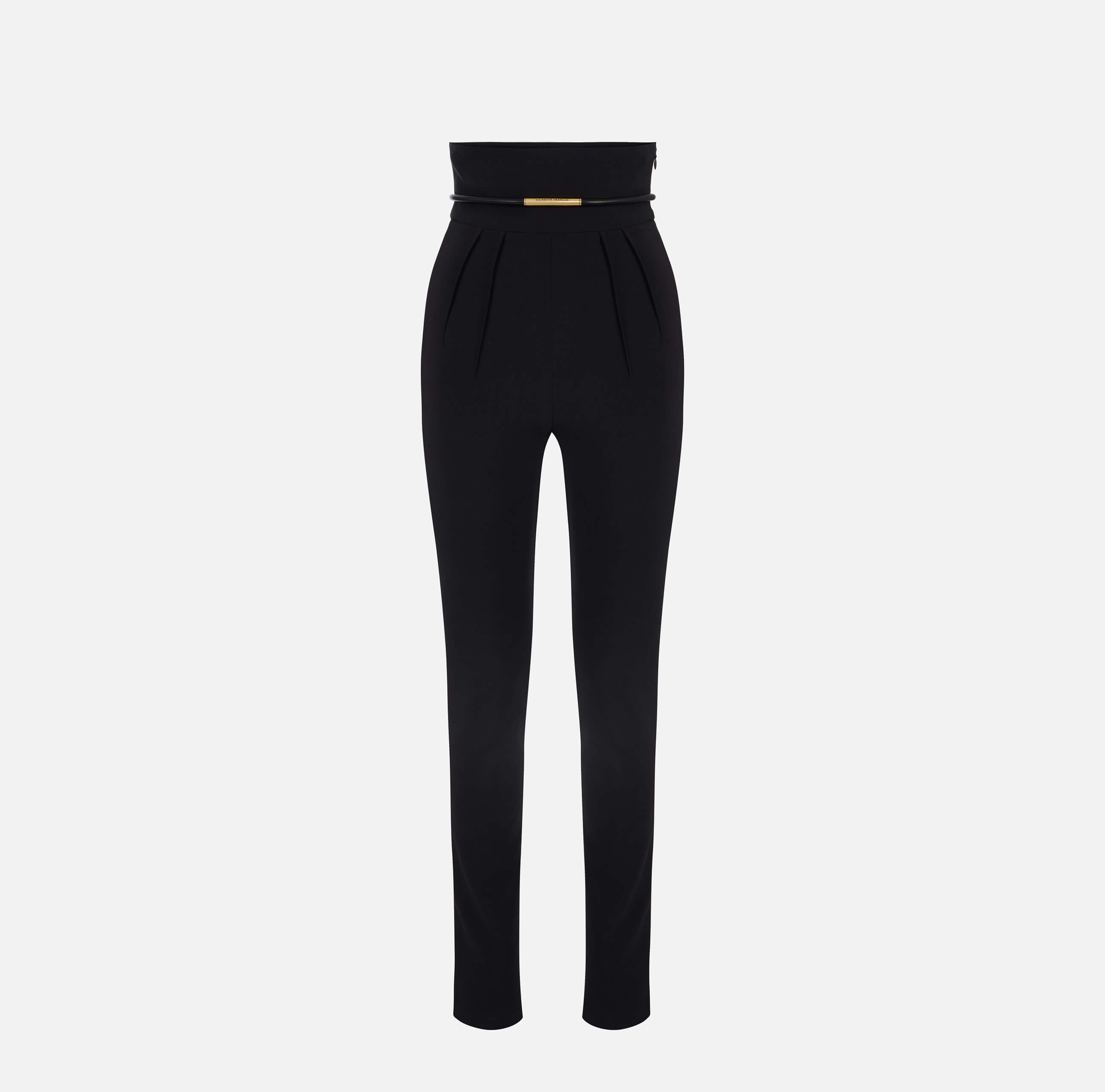 Trousers in lightweight crêpe fabric with belt