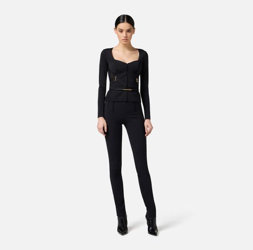 Trousers in lightweight crêpe fabric with belt