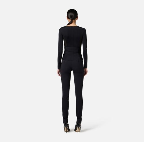 Trousers in lightweight crêpe fabric with belt